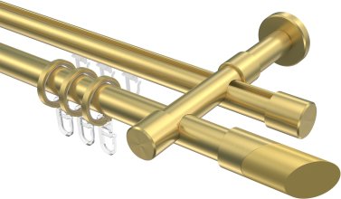 Rundrohr-Innenlauf Gardinenstange Messing-Optik 20 mm Ø 2-läufig PRESTIGE - Verano 100 cm