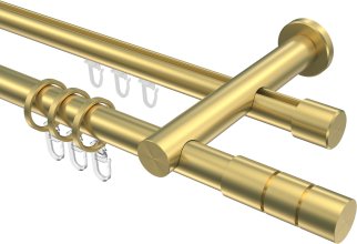 Rundrohr-Innenlauf Gardinenstange Messing-Optik 20 mm Ø 2-läufig PLATON - Elanto 100 cm