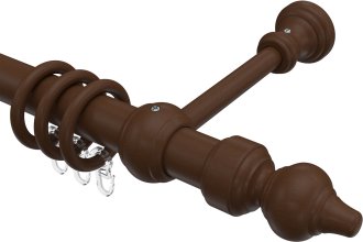 Gardinenstange Holz 28 mm Ø CLASSIC - Rondo Nussbaum lackiert 100 cm