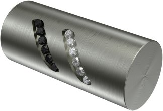 Endstücke Zoena (Zylinder Glitzer) Edelstahl-Optik für Gardinenstangen 20 mm Ø (2 Stück) 