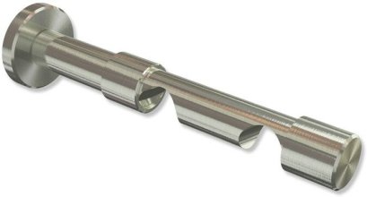 Rundrohr-Innenlauf Gardinenstange Edelstahl-Optik 20 mm Ø 2-läufig PRESTIGE  - Samanto 100 cm