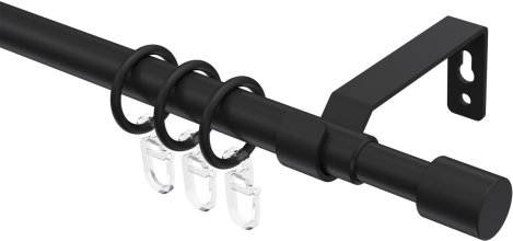 Ausziehbare Gardinenstange Metall / Kunststoff 16/13 mm Ø HERA - Livo Schwarz 70-120 cm