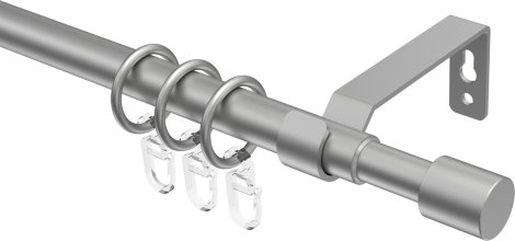 Ausziehbare Gardinenstange Metall / Kunststoff 16/13 mm Ø HERA - Livo Silbergrau 70-120 cm