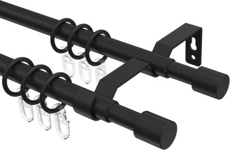 Ausziehbare Gardinenstange Metall / Kunststoff 16/13 mm 2-läufig Ø HERA - Livo Schwarz 70-120 cm