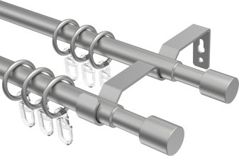 Ausziehbare Gardinenstange Metall / Kunststoff 16/13 mm 2-läufig Ø HERA - Livo Silbergrau 70-120 cm