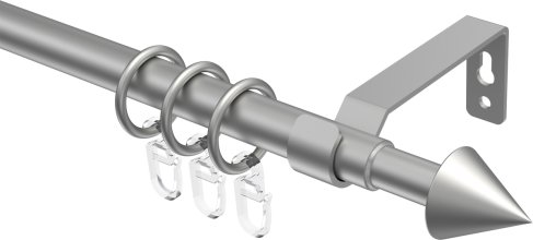 Ausziehbare Gardinenstange Metall / Kunststoff 16/13 mm Ø HERA - Cone Silbergrau 70-120 cm