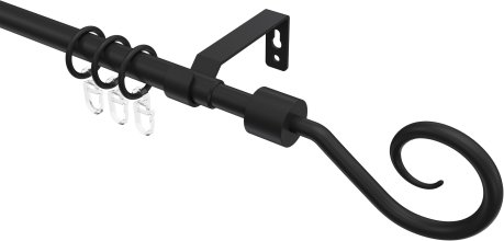 Ausziehbare Gardinenstange Metall / Kunststoff 16/13 mm Ø HERA - Helix Schwarz 70-120 cm