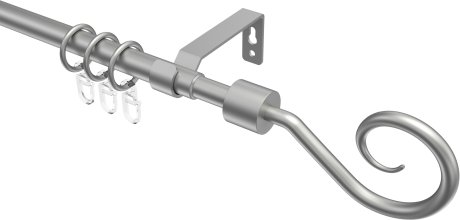 Ausziehbare Gardinenstange Metall / Kunststoff 16/13 mm Ø HERA - Helix Silbergrau 70-120 cm