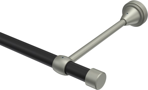 Gardinenstange Metall 16 mm Ø PRIMUS - Lucan Schwarz / Chrom matt (ohne Ringe) 100 cm