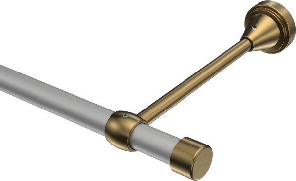 Gardinenstange Metall 16 mm Ø PRIMUS - Lucan Silbergrau / Messing Antik (ohne Ringe) 100 cm