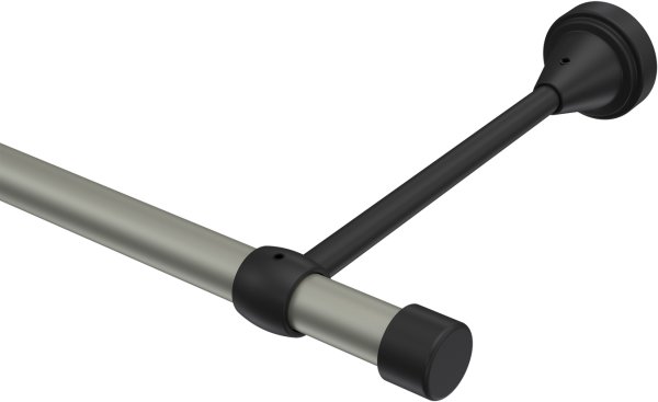 Gardinenstange Metall 16 mm Ø PRIMUS - Lucan Chrom matt / Schwarz (ohne Ringe) 100 cm