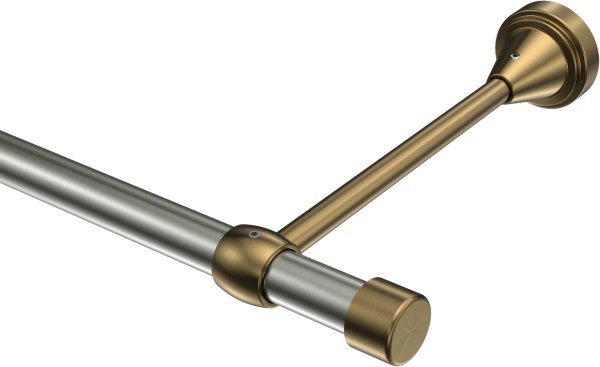 Gardinenstange Metall 16 mm Ø PRIMUS - Lucan Edelstahl-Optik / Messing Antik (ohne Ringe) 100 cm