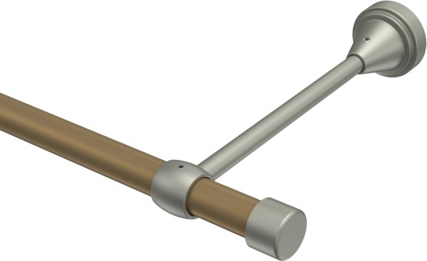 Gardinenstange Metall 16 mm Ø PRIMUS - Lucan Gold matt / Chrom matt (ohne Ringe) 100 cm