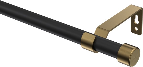 Gardinenstange Metall 16 mm Ø OLYMP - Lucan Schwarz / Messing Antik (ohne Ringe) 100 cm