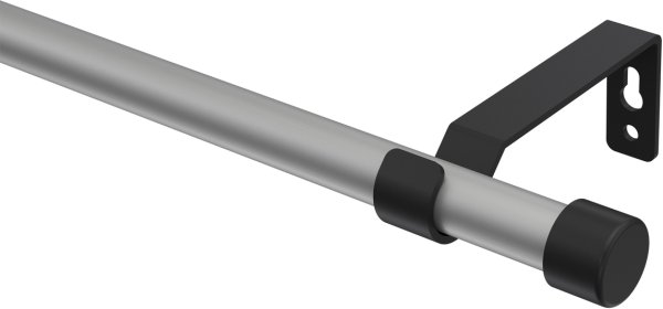 Gardinenstange Metall 16 mm Ø OLYMP - Lucan Silbergrau / Schwarz (ohne Ringe) 100 cm