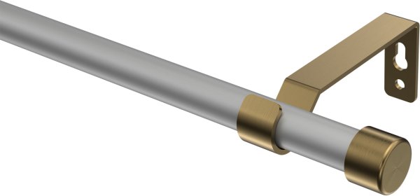 Gardinenstange Metall 16 mm Ø OLYMP - Lucan Silbergrau / Messing Antik (ohne Ringe) 100 cm