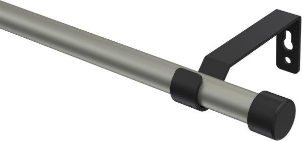 Gardinenstange Metall 16 mm Ø OLYMP - Lucan Chrom matt / Schwarz (ohne Ringe) 100 cm