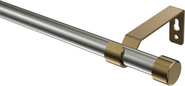 Gardinenstange Metall 16 mm Ø OLYMP - Lucan Edelstahl-Optik / Messing Antik (ohne Ringe) 100 cm