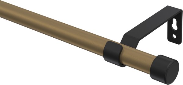 Gardinenstange Metall 16 mm Ø OLYMP - Lucan Gold matt / Schwarz (ohne Ringe) 100 cm