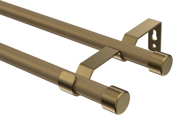 Gardinenstange Metall 16 mm Ø 2-läufig OLYMP - Lucan Gold matt / Messing Antik (ohne Ringe) 100 cm