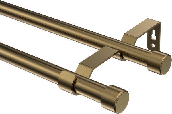 Gardinenstange Metall 16 mm Ø 2-läufig OLYMP - Lucan Messing Antik (ohne Ringe) 100 cm