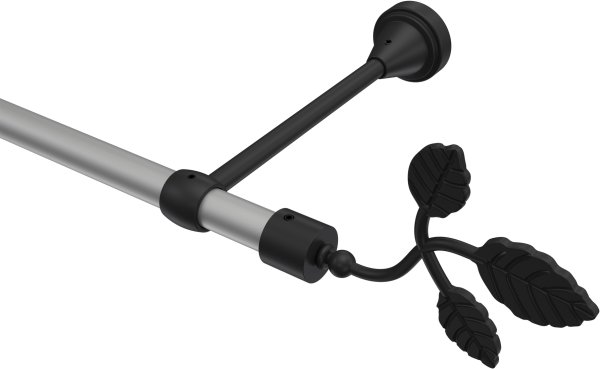 Gardinenstange Metall 16 mm Ø PRIMUS - Alessia Silbergrau / Schwarz (ohne Ringe) 100 cm