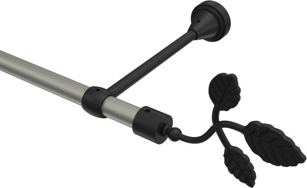 Gardinenstange Metall 16 mm Ø PRIMUS - Alessia Chrom matt / Schwarz (ohne Ringe) 100 cm