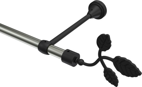 Gardinenstange Metall 16 mm Ø PRIMUS - Alessia Edelstahl-Optik / Schwarz (ohne Ringe) 100 cm