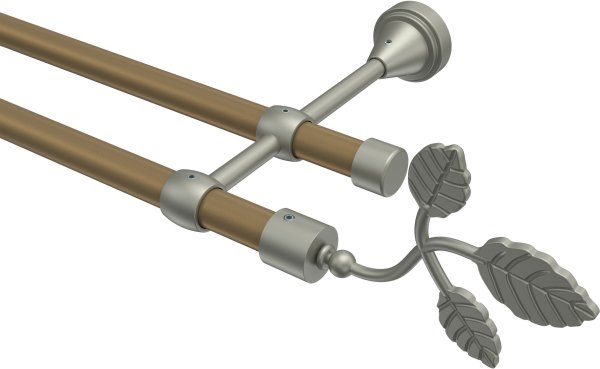 Gardinenstange Metall 16 mm Ø 2-läufig PRIMUS - Alessia Gold matt / Chrom matt (ohne Ringe) 100 cm