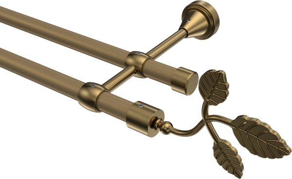 Gardinenstange Metall 16 mm Ø 2-läufig PRIMUS - Alessia Gold matt / Messing Antik (ohne Ringe) 100 cm