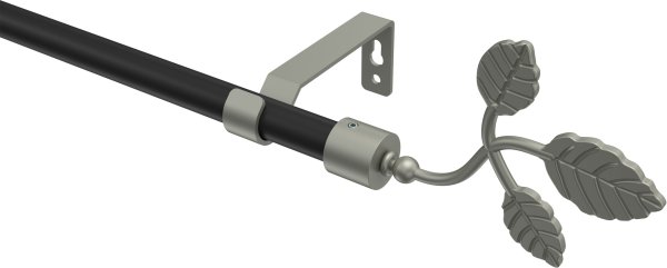 Gardinenstange Metall 16 mm Ø OLYMP - Alessia Schwarz / Chrom matt (ohne Ringe) 100 cm