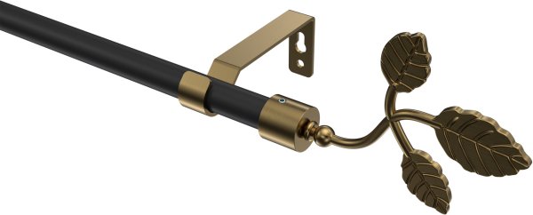 Gardinenstange Metall 16 mm Ø OLYMP - Alessia Schwarz / Messing Antik (ohne Ringe) 100 cm