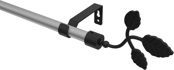 Gardinenstange Metall 16 mm Ø OLYMP - Alessia Silbergrau / Schwarz (ohne Ringe) 100 cm