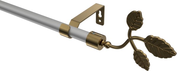 Gardinenstange Metall 16 mm Ø OLYMP - Alessia Silbergrau / Messing Antik (ohne Ringe) 100 cm