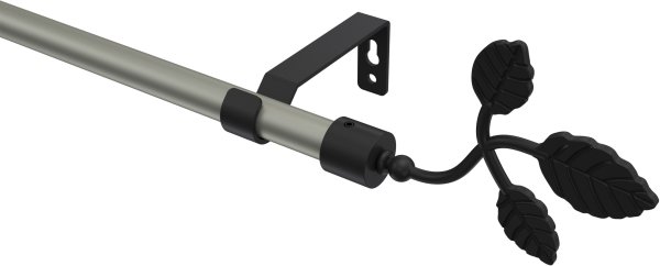 Gardinenstange Metall 16 mm Ø OLYMP - Alessia Chrom matt / Schwarz (ohne Ringe) 100 cm