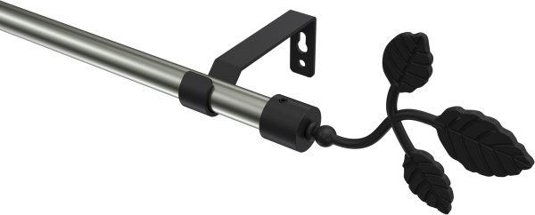 Gardinenstange Metall 16 mm Ø OLYMP - Alessia Edelstahl-Optik / Schwarz (ohne Ringe) 100 cm