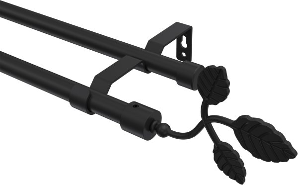 Gardinenstange Metall 16 mm Ø 2-läufig OLYMP - Alessia Schwarz (ohne Ringe) 100 cm