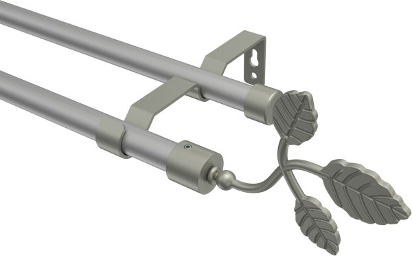 Gardinenstange Metall 16 mm Ø 2-läufig OLYMP - Alessia Silbergrau / Chrom matt (ohne Ringe) 100 cm