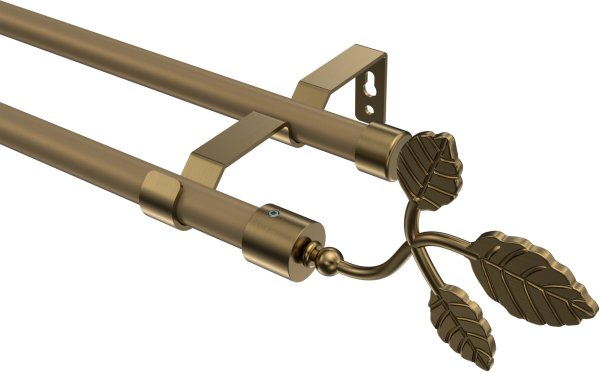 Gardinenstange Metall 16 mm Ø 2-läufig OLYMP - Alessia Gold matt / Messing Antik (ohne Ringe) 100 cm