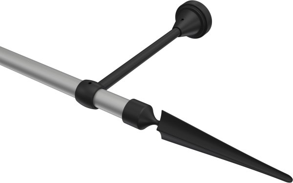 Gardinenstange Metall 16 mm Ø PRIMUS - Lorenzo Silbergrau / Schwarz (ohne Ringe) 100 cm