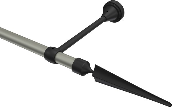 Gardinenstange Metall 16 mm Ø PRIMUS - Lorenzo Chrom matt / Schwarz (ohne Ringe) 100 cm