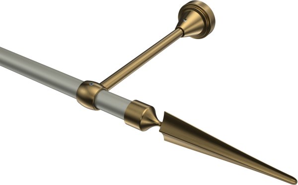 Gardinenstange Metall 16 mm Ø PRIMUS - Lorenzo Chrom matt / Messing Antik (ohne Ringe) 100 cm