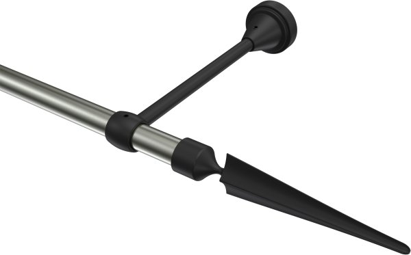 Gardinenstange Metall 16 mm Ø PRIMUS - Lorenzo Edelstahl-Optik / Schwarz (ohne Ringe) 100 cm