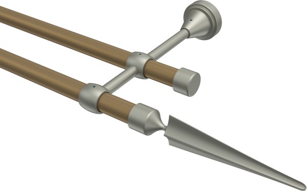 Gardinenstange Metall 16 mm Ø 2-läufig PRIMUS - Lorenzo Gold matt / Chrom matt (ohne Ringe) 100 cm