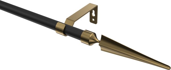 Gardinenstange Metall 16 mm Ø OLYMP - Lorenzo Schwarz / Messing Antik (ohne Ringe) 100 cm