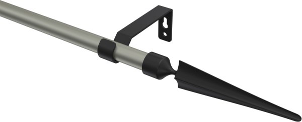 Gardinenstange Metall 16 mm Ø OLYMP - Lorenzo Chrom matt / Schwarz (ohne Ringe) 100 cm