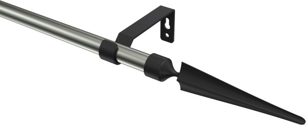 Gardinenstange Metall 16 mm Ø OLYMP - Lorenzo Edelstahl-Optik / Schwarz (ohne Ringe) 100 cm