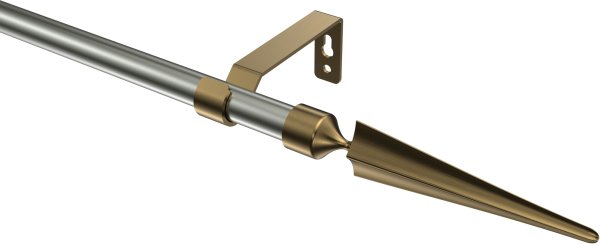 Gardinenstange Metall 16 mm Ø OLYMP - Lorenzo Edelstahl-Optik / Messing Antik (ohne Ringe) 100 cm