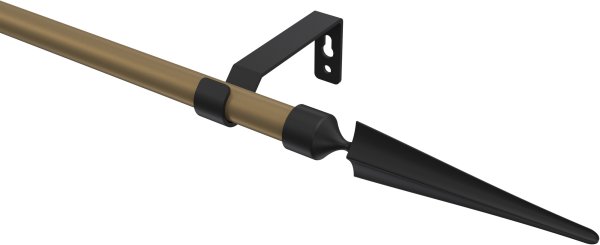 Gardinenstange Metall 16 mm Ø OLYMP - Lorenzo Gold matt / Schwarz (ohne Ringe) 100 cm