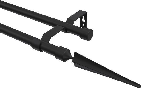 Gardinenstange Metall 16 mm Ø 2-läufig OLYMP - Lorenzo Schwarz (ohne Ringe) 100 cm